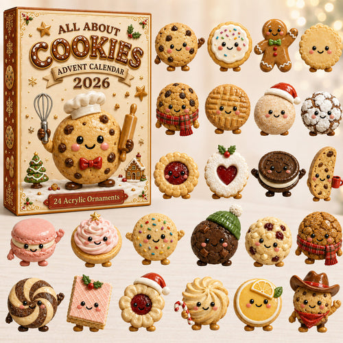 CHRISTMAS KICKOFF 40% OFF - All About Cookies Advent Calendar 2026 - 24-Day Festive Countdown, Acrylic Charms Blind Box - Gift For Baking Lovers AC0HT443