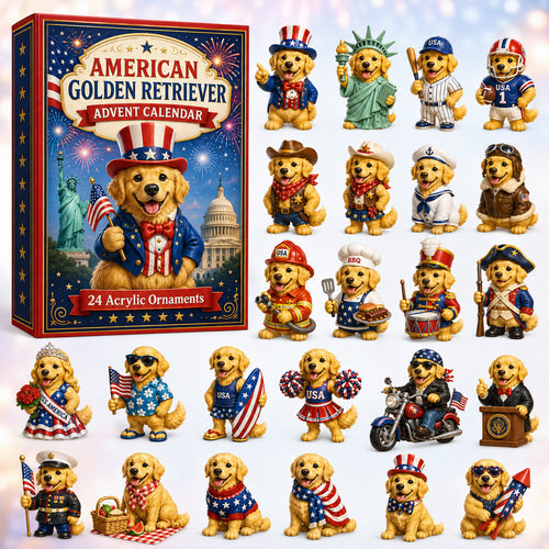 CHRISTMAS KICKOFF 40% OFF - American Golden Retriever Advent Calendar 2026 - 24-Day Festive Countdown, Acrylic Charms Blind Box - Gift For Golden Retriever Lovers