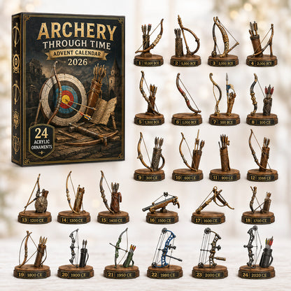 CHRISTMAS KICKOFF 40% OFF - Archery Through Time Advent Calendar 2026 - 24-Day Festive Countdown, Acrylic Charms Blind Box - Gift For Archery Lovers AC0HT329