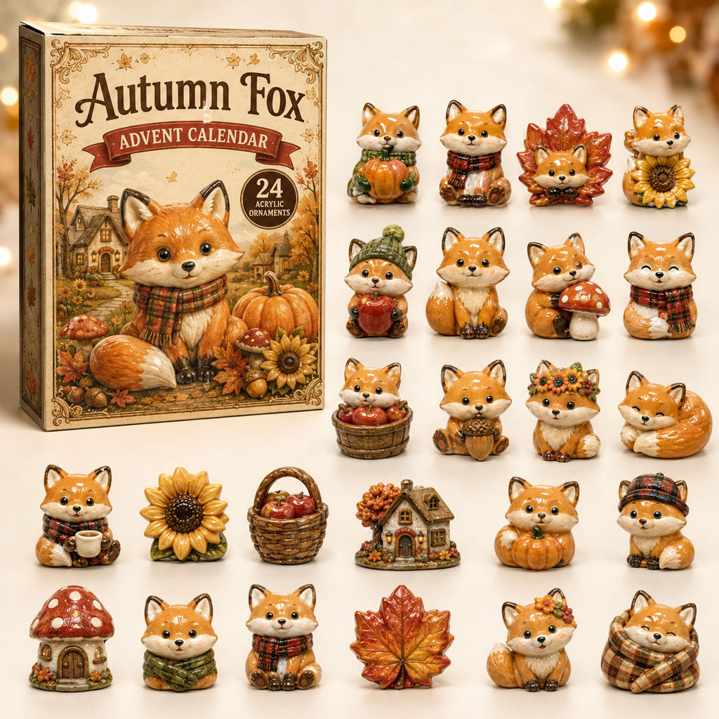 CHRISTMAS KICKOFF 40% OFF - Autumn Fox Advent Calendar 2026 - 24-Day Festive Countdown, Acrylic Charms Blind Box - Gift For Fox Lovers