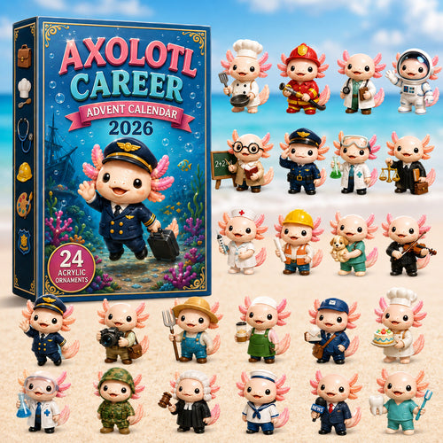 CHRISTMAS KICKOFF 40% OFF - Axolotl Career Advent Calendar 2026 - 24-Day Festive Countdown, Acrylic Charms Blind Box - Gift For Axolotl Lovers AC0HT489