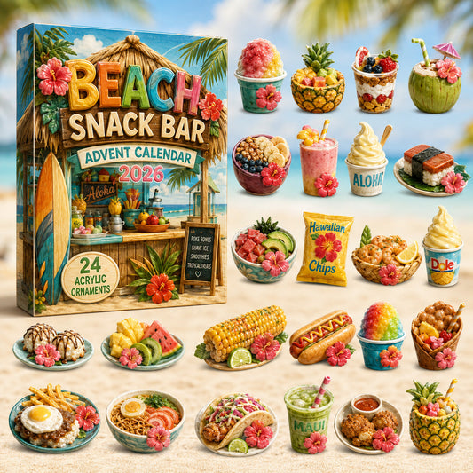 CHRISTMAS KICKOFF 40% OFF - Beach Snack Bar Advent Calendar 2026 - 24-Day Festive Countdown, Acrylic Charms Blind Box - Gift For Beach Lovers AC0HT307