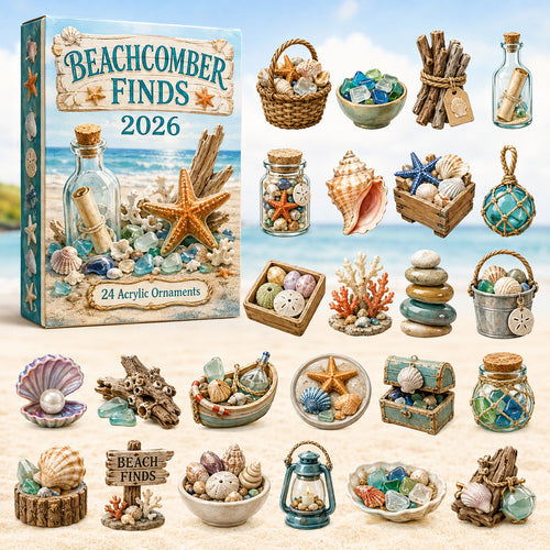 CHRISTMAS KICKOFF 40% OFF - Beachcomber Finds Advent Calendar 2026 - 24-Day Festive Countdown, Acrylic Charms Blind Box - Gift For Beach Lovers AC0HT308