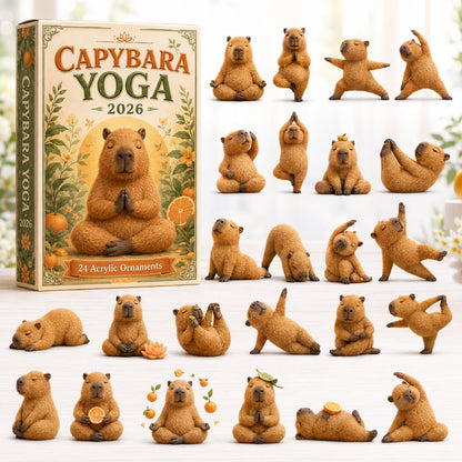 CHRISTMAS KICKOFF 40% OFF - Capybara Yoga Advent Calendar 2026 - 24-Day Festive Countdown, Acrylic Charms Blind Box - Gift For Yoga Lovers AC0HT568