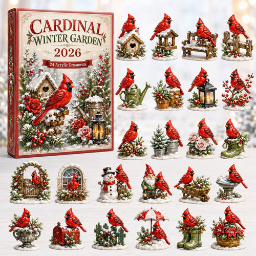 CHRISTMAS KICKOFF 40% OFF - Cardinal Winter Garden Advent Calendar 2026 - 24-Day Festive Countdown, Acrylic Charms Blind Box - Gift For Cardinal Lovers, Family & Friends AC0HT435