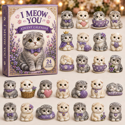 CHRISTMAS KICKOFF 40% OFF - Cat Companions Advent Calendar 2026 - 24-Day Festive Countdown, Acrylic Charms Blind Box - Gift For Cat Lovers