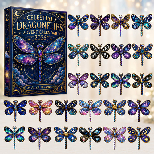 CHRISTMAS KICKOFF 40% OFF - Celestial Dragonflies Advent Calendar 2026 - 24-Day Festive Countdown, Acrylic Charms Blind Box - Gift For Dragonfly Lovers AC0HT356