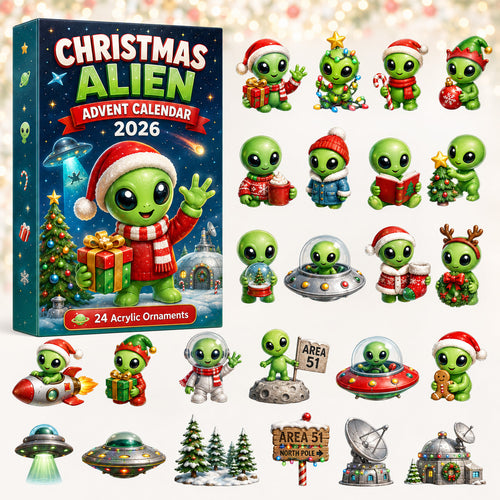 CHRISTMAS KICKOFF 40% OFF - Christmas Alien Area Advent Calendar 2026 - 24-Day Festive Countdown, Acrylic Charms Blind Box - Gift For Space Lovers, Family & Friends AC0HT252