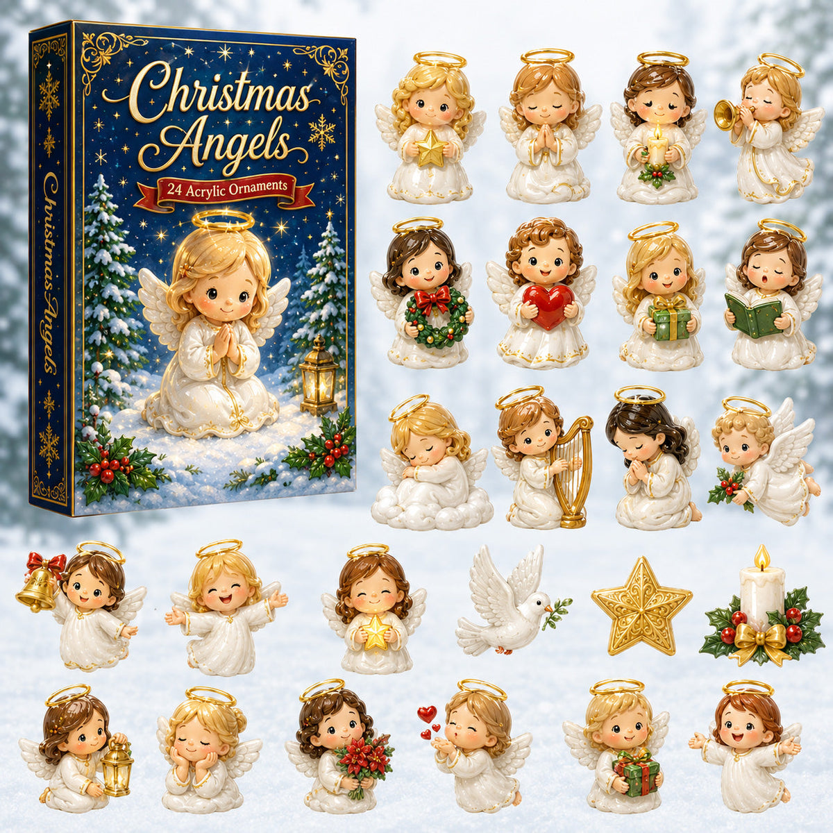 CHRISTMAS KICKOFF 40% OFF - Christmas Angels Moments Advent Calendar 2026 - 24-Day Festive Countdown, Acrylic Charms Blind Box - Gift For Family Members