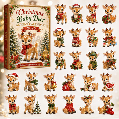 CHRISTMAS KICKOFF 40% OFF - Christmas Baby Deer Advent Calendar 2026 - 24-Day Festive Countdown, Acrylic Charms Blind Box - Gift For Woodland Lovers, Family & Friends AC0HT286
