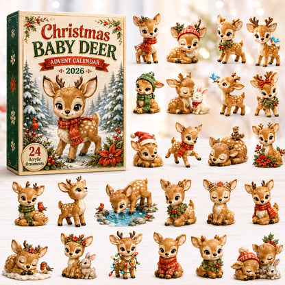 CHRISTMAS KICKOFF 40% OFF - Christmas Baby Deer Advent Calendar 2026 - 24-Day Festive Countdown, Acrylic Charms Blind Box - Gift For Woodland Lovers, Family & Friends AC0HT287
