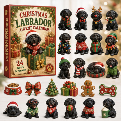 CHRISTMAS KICKOFF 40% OFF - Christmas Black Labrador Advent Calendar 2026 - 24-Day Festive Countdown, Acrylic Charms Blind Box - Gift For Labrador Lovers