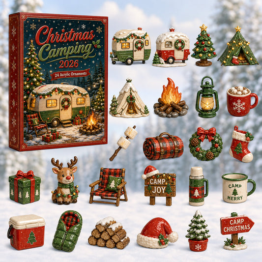 CHRISTMAS KICKOFF 40% OFF - Christmas Camping Advent Calendar 2026 - 24-Day Festive Countdown, Acrylic Charms Blind Box - Gift For Campers, Family & Friends