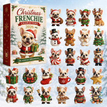 CHRISTMAS KICKOFF 40% OFF - Christmas Frenchie Advent Calendar 2026 - 24-Day Festive Countdown, Acrylic Charms Blind Box - Gift For French Bulldog Lovers AC0HT185