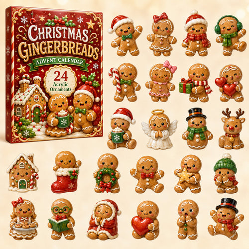 CHRISTMAS KICKOFF 40% OFF - Christmas Gingerbreads Advent Calendar 2026 - 24-Day Festive Countdown, Acrylic Charms Blind Box - Gift For Family Members