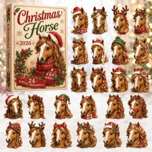 CHRISTMAS KICKOFF 40% OFF - Christmas Horse Advent Calendar 2026 - 24-Day Festive Countdown, Acrylic Charms Blind Box - Gift For Horse Lovers AC0HT502