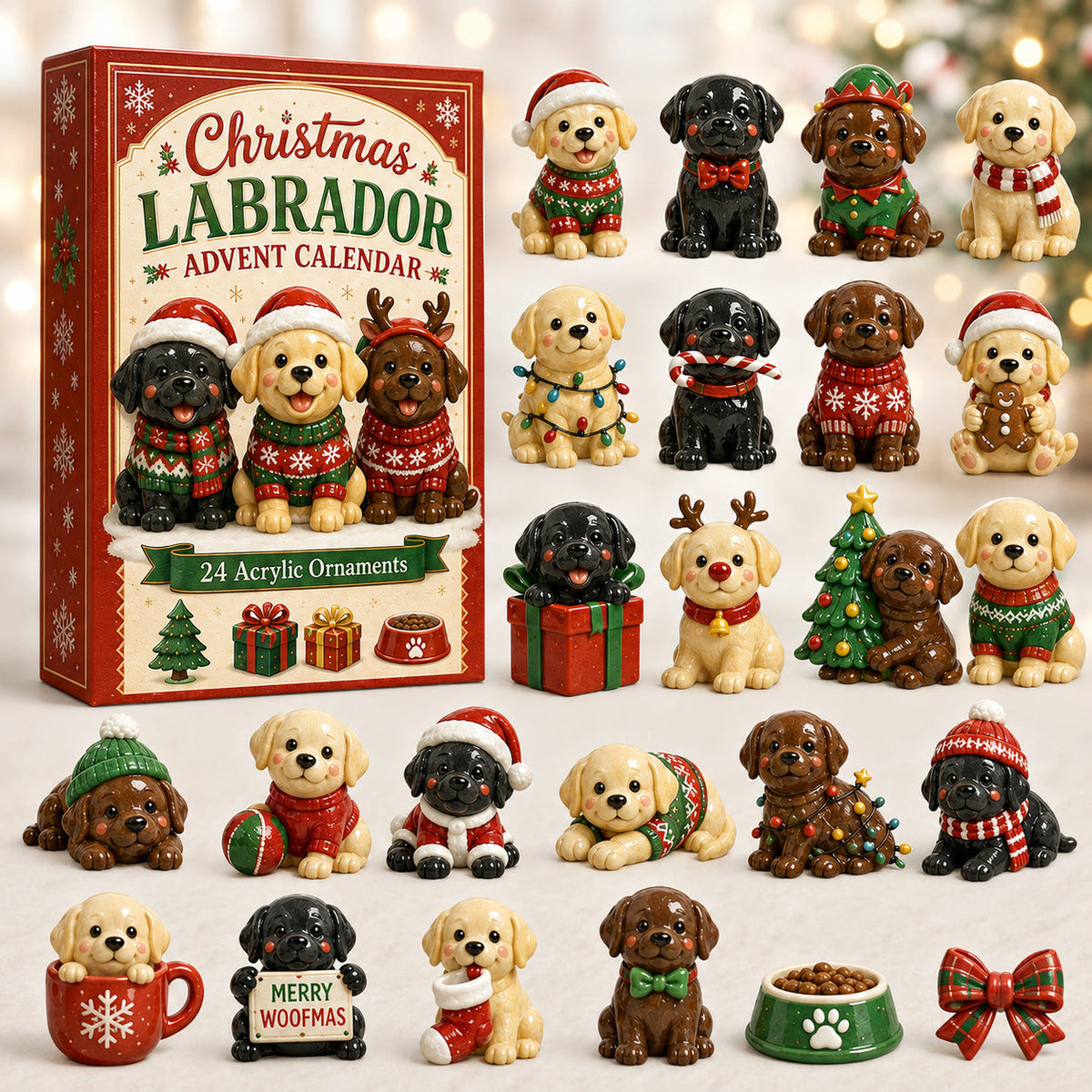 CHRISTMAS KICKOFF 40% OFF - Christmas Labrador Toy Advent Calendar 2026 - 24-Day Festive Countdown, Acrylic Charms Blind Box - Gift For Labrador Lovers