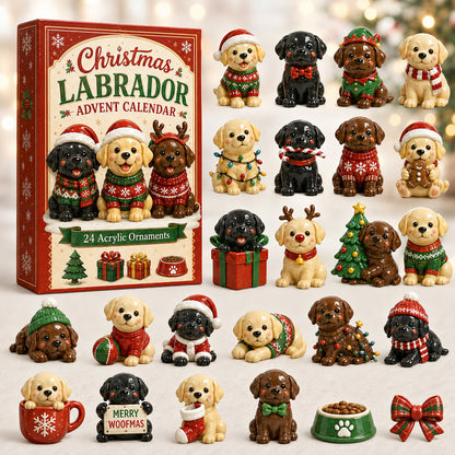 CHRISTMAS KICKOFF 40% OFF - Christmas Labrador Toy Advent Calendar 2026 - 24-Day Festive Countdown, Acrylic Charms Blind Box - Gift For Labrador Lovers