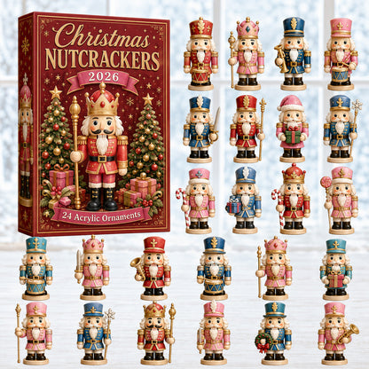 CHRISTMAS KICKOFF 40% OFF - Christmas Nutcrackers Red Advent Calendar 2026 - 24-Day Festive Countdown, Acrylic Charms Blind Box - Gift For Family & Friends