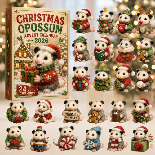 CHRISTMAS KICKOFF 40% OFF - Christmas Opossum Advent Calendar 2026 - 24-Day Festive Countdown, Acrylic Charms Blind Box - Gift For Opossum Lovers AC0HT506