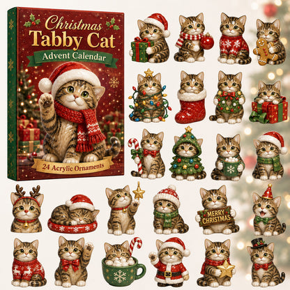 CHRISTMAS KICKOFF 40% OFF - Christmas Tabby Cat Advent Calendar 2026 - 24-Day Festive Countdown, Acrylic Charms Blind Box - Gift For Cat Lovers