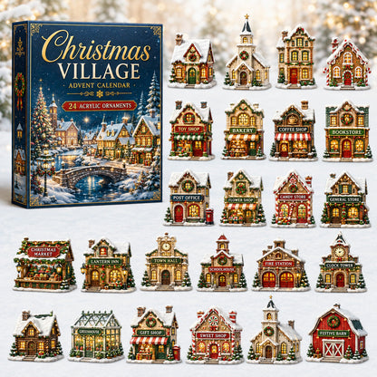 CHRISTMAS KICKOFF 40% OFF - Christmas Village Houses Advent Calendar 2026 - 24-Day Festive Countdown, Acrylic Charms Blind Box - Gift For Family & Friends