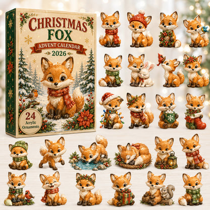 CHRISTMAS KICKOFF 40% OFF - Christmas Woodland Fox Advent Calendar 2026 - 24-Day Festive Countdown, Acrylic Charms Blind Box - Gift For Woodland Lovers, Family & Friends AC0HT290