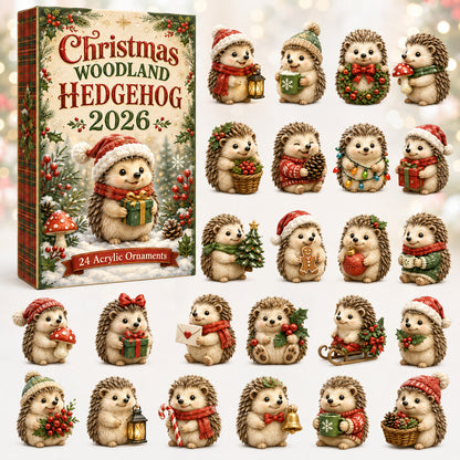 CHRISTMAS KICKOFF 40% OFF - Christmas Woodland Hedgehog Advent Calendar 2026 - 24-Day Festive Countdown, Acrylic Charms Blind Box - Gift For Woodland Lovers, Family & Friends AC0HT285