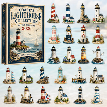 CHRISTMAS KICKOFF 40% OFF - Coastal Lighthouse Advent Calendar 2026 - 24-Day Festive Countdown, Acrylic Charms Blind Box - Gift For Ocean Lovers, Family & Friends AC0HT230