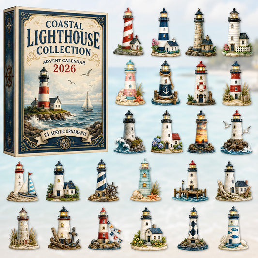 CHRISTMAS KICKOFF 40% OFF - Coastal Lighthouse Advent Calendar 2026 - 24-Day Festive Countdown, Acrylic Charms Blind Box - Gift For Ocean Lovers, Family & Friends AC0HT230