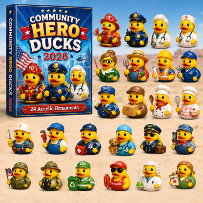 CHRISTMAS KICKOFF 40% OFF - Community Hero Rubber Duck Advent Calendar 2026 - 24-Day Festive Countdown, Acrylic Charms Blind Box - Gift For Family & Friends