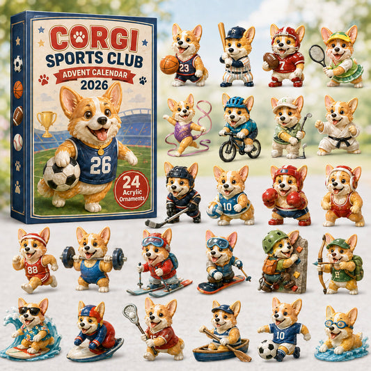 CHRISTMAS KICKOFF 40% OFF - Corgi Sports Club Advent Calendar 2026 - 24-Day Festive Countdown, Acrylic Charms Blind Box - Gift For Corgi Lovers