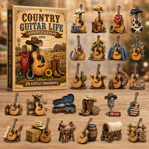 CHRISTMAS KICKOFF 40% OFF - Country Guitar Life Advent Calendar 2026 - 24-Day Festive Countdown, Acrylic Charms Blind Box - Gift For Guitar Lovers AC0HT466