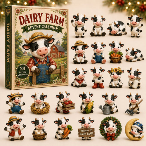 CHRISTMAS KICKOFF 40% OFF - Dairy Farm Advent Calendar 2026 - 24-Day Festive Countdown, Acrylic Charms Blind Box - Gift For Farmer