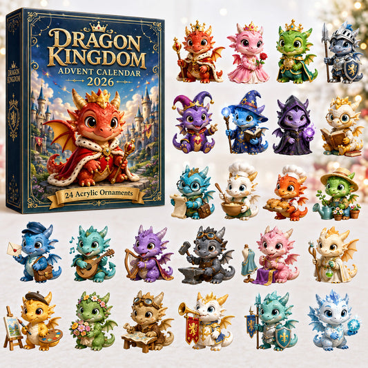 CHRISTMAS KICKOFF 40% OFF - Dragon Kingdom Advent Calendar 2026 - 24-Day Festive Countdown, Acrylic Charms Blind Box - Gift For Dragon Lovers