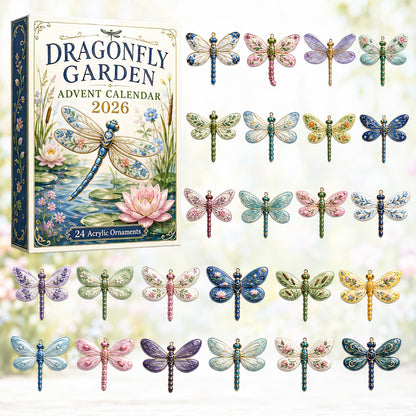 CHRISTMAS KICKOFF 40% OFF - Dragonfly Garden Advent Calendar 2026 - 24-Day Festive Countdown, Acrylic Charms Blind Box - Gift For Dragonfly Lovers AC0HT357