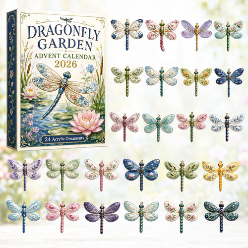 CHRISTMAS KICKOFF 40% OFF - Dragonfly Garden Advent Calendar 2026 - 24-Day Festive Countdown, Acrylic Charms Blind Box - Gift For Dragonfly Lovers AC0HT357