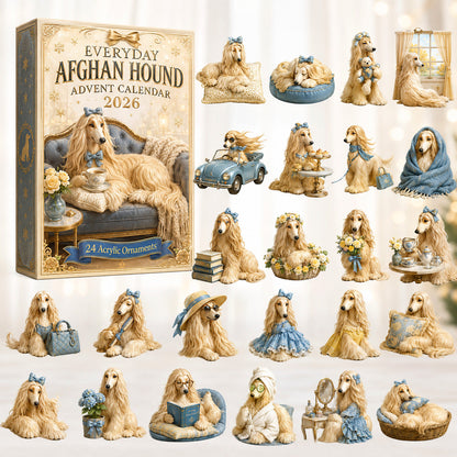 CHRISTMAS KICKOFF 40% OFF - Everyday Afghan Hound Advent Calendar 2026 - 24-Day Festive Countdown, Acrylic Charms Blind Box - Gift For Afghan Hound Lovers AC0HT400