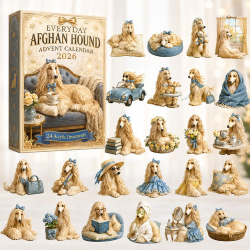 CHRISTMAS KICKOFF 40% OFF - Everyday Afghan Hound Advent Calendar 2026 - 24-Day Festive Countdown, Acrylic Charms Blind Box - Gift For Afghan Hound Lovers AC0HT400