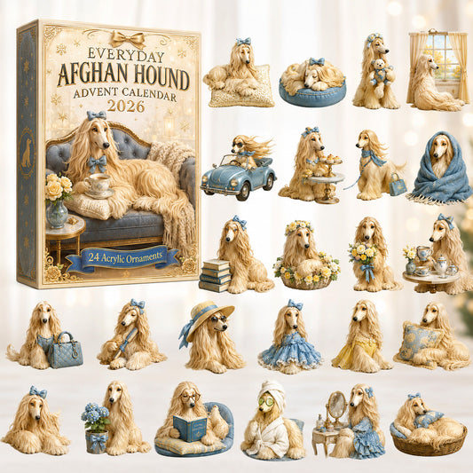 CHRISTMAS KICKOFF 40% OFF - Everyday Afghan Hound Advent Calendar 2026 - 24-Day Festive Countdown, Acrylic Charms Blind Box - Gift For Afghan Hound Lovers AC0HT400
