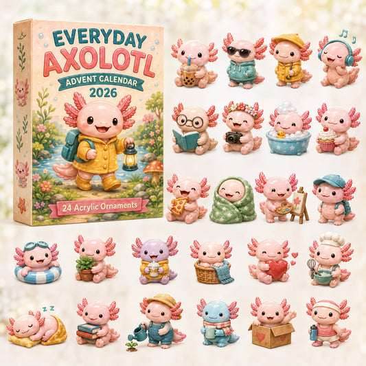 CHRISTMAS KICKOFF 40% OFF - Everyday Axolotl Advent Calendar 2026 - 24-Day Festive Countdown, Acrylic Charms Blind Box - Gift For Axolotl Lovers AC0HT488
