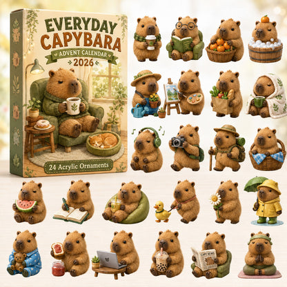 CHRISTMAS KICKOFF 40% OFF - Everyday Capybara Advent Calendar 2026 - 24-Day Festive Countdown, Acrylic Charms Blind Box - Gift For Capybara Lovers AC0HT500