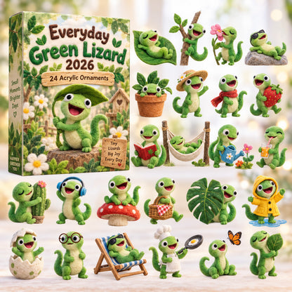 CHRISTMAS KICKOFF 40% OFF - Everyday Green Lizard Advent Calendar 2026 - 24-Day Festive Countdown, Acrylic Charms Blind Box - Gift For Lizard Lovers AC0HT647