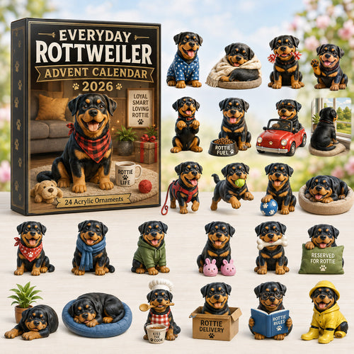 CHRISTMAS KICKOFF 40% OFF - Everyday Rottweiler Advent Calendar 2026 - 24-Day Festive Countdown, Acrylic Charms Blind Box - Gift For Rottweiler Lovers AC0HT196