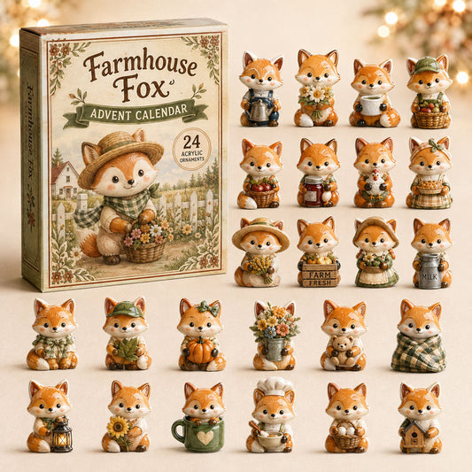 CHRISTMAS KICKOFF 40% OFF - Farmhouse Fox Advent Calendar 2026 - 24-Day Festive Countdown, Acrylic Charms Blind Box - Gift For Fox Lovers