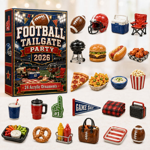CHRISTMAS KICKOFF 40% OFF - Football Tailgate Party Advent Calendar 2026 - 24-Day Festive Countdown, Acrylic Charms Blind Box - Gift For Football Lovers AC0HT342