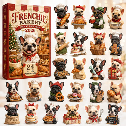 CHRISTMAS KICKOFF 40% OFF - Frenchie Bakery Advent Calendar 2026 - 24-Day Festive Countdown, Acrylic Charms Blind Box - Gift For French Bulldog Lovers AC0HT188