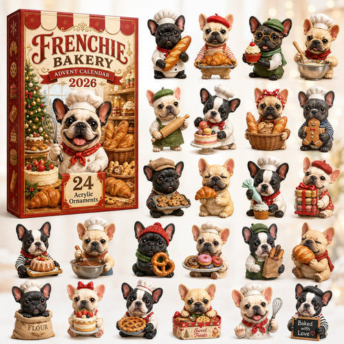 CHRISTMAS KICKOFF 40% OFF - Frenchie Bakery Advent Calendar 2026 - 24-Day Festive Countdown, Acrylic Charms Blind Box - Gift For French Bulldog Lovers AC0HT188