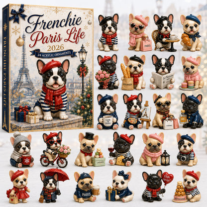 CHRISTMAS KICKOFF 40% OFF - Frenchie Paris Life Advent Calendar 2026 - 24-Day Festive Countdown, Acrylic Charms Blind Box - Gift For French Bulldog Lovers AC0HT187