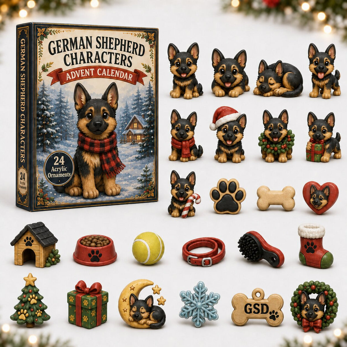 CHRISTMAS KICKOFF 40% OFF - German Shepherd Advent Calendar 2026 - 24-Day Festive Countdown, Acrylic Charms Blind Box - Gift For Dog Lovers